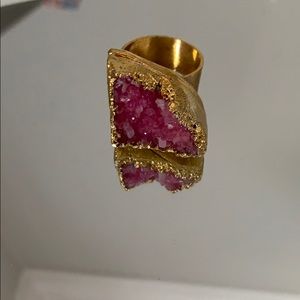 Hot Pink Druzy Ring-adjustable